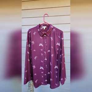 Converse Burgundy Butterfly Print Shirt